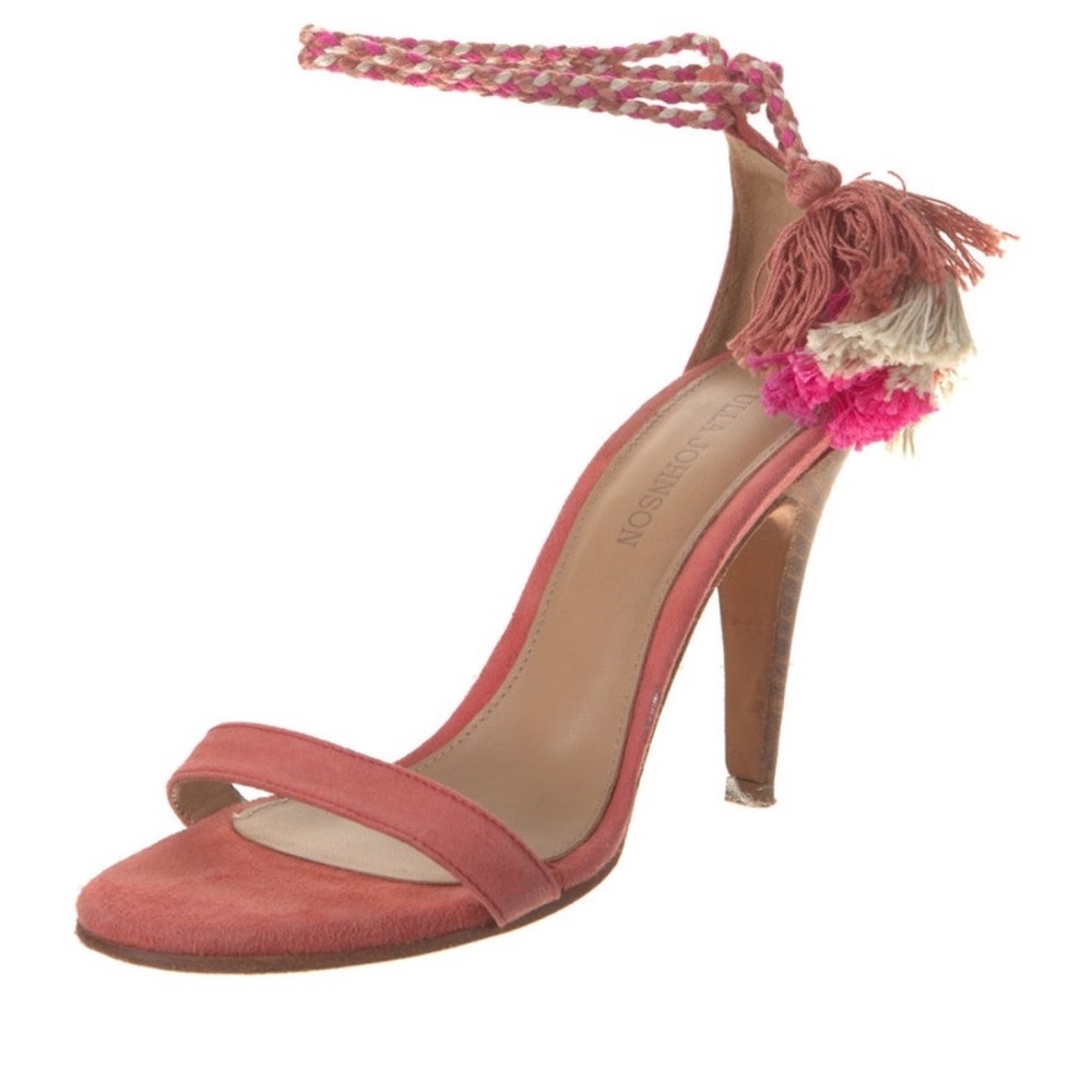 Ulla Johnson - Coral Suede Tassel Lace Up Heeled Sandals Sz 38